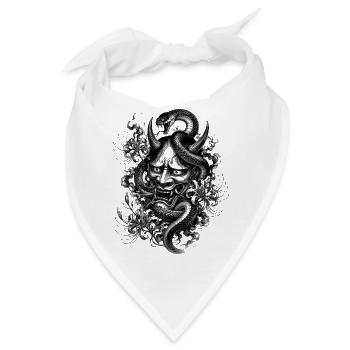 Hannya Maske mit Schlange im Irezumi Stil - Bandana - Weiß - Vorne