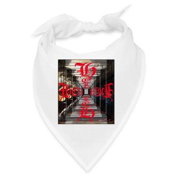 Rote gotische Hieroglyphen im Perspektivtunnel - Bandana - Weiß - Vorne