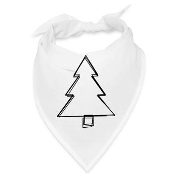 Tannenbaum handgezeichnet - Bandana - Weiß - Vorne