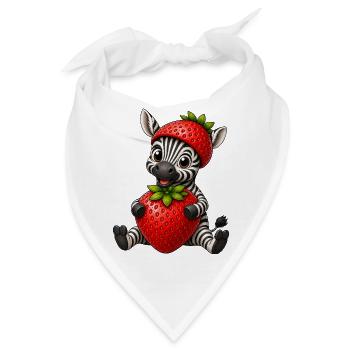 Zebra Erdbeere Süßer Sommer Cartoon - Bandana - Weiß - Vorne