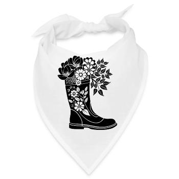 Regenstiefel mit Blumen - Bandana - Weiß - Vorne