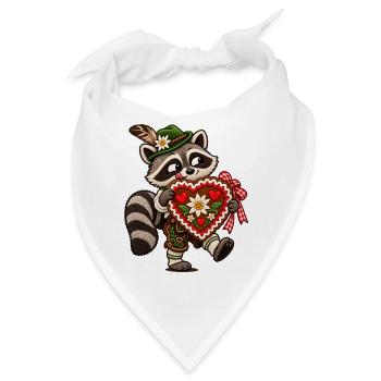 Waschbär mit Lebkuchenherz - Bandana - Weiß - Vorne