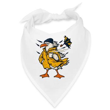 Möwe mit Kaffee im Sturm – Norddeutscher Humor - Bandana - Weiß - Vorne