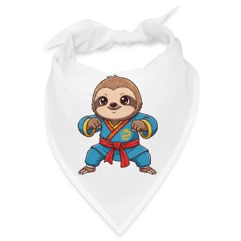 Faultier Kung Fu Kampfsport Cartoon - Bandana - Weiß - Vorne