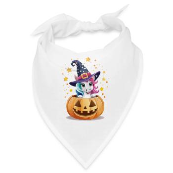 Süßes Halloween Kürbis Einhorn für Kinder - Bandana - Weiß - Vorne