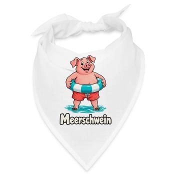 Meerschwein im Urlaub - Bandana - Weiß - Vorne