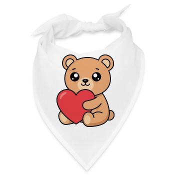 Kuschelbär mit Herz - Bandana - Weiß - Vorne