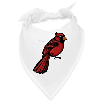 Crimson Cardinal auf Schwarz - Bandana - Weiß - Vorne