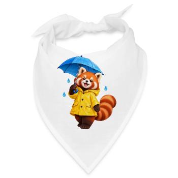 Regenmantel-Rotpanda mit Regenschirm - Bandana - Weiß - Vorne