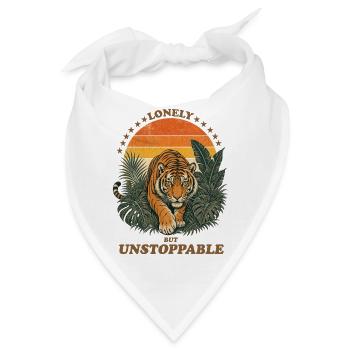 Lonely But Unstoppable - Retro Tiger - Bandana - Weiß - Vorne