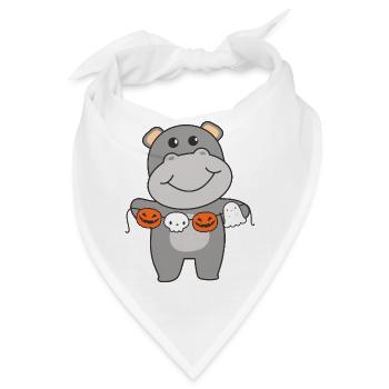 Hippo Happy Halloween Kürbis Fledermaus Kostüm - Bandana - Weiß - Vorne