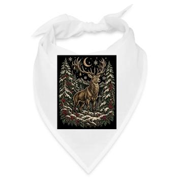 Winterhirsch im mondbeschienenen Schneewald - Bandana - Weiß - Vorne