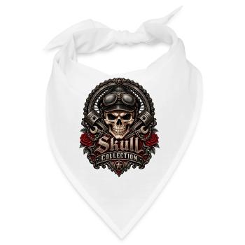 Biker Schädel Schädel mechanisches Motorrad - Bandana - Weiß - Vorne