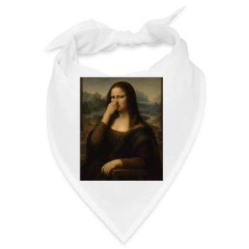 Die Mona Lisa bedeckt ihre Nase - Bandana - Weiß - Vorne