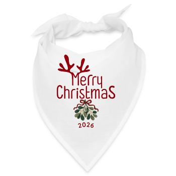 Merry Christmas 2026 mit Geweih und Mistelzweig - Bandana - Weiß - Vorne