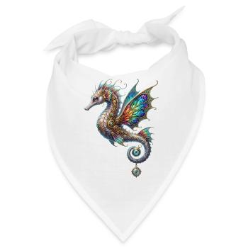 Steampunk-Seepferdchen-Buntglasfenster - Bandana - Weiß - Vorne