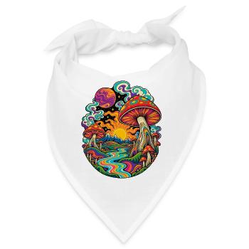 Psychedelische Pilzlandschaft - Bandana - Weiß - Vorne