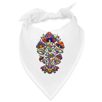 Psychedelic Rainbow Mushrooms - Bandana - Weiß - Vorne