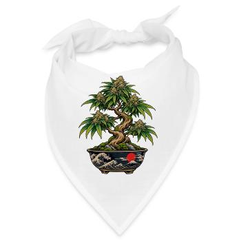 Japanischer Bonsai mit Wellenmotif - Bandana - Weiß - Vorne