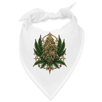 Goldene Krone Hanfblüte - Bandana - Weiß - Vorne