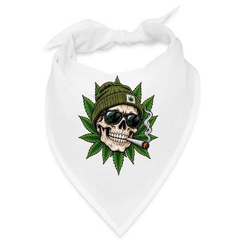 Totenkopf Cannabis Style - Bandana - Weiß - Vorne