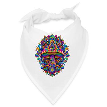 Psychedelischer Augenpilz Mandala - Bandana - Weiß - Vorne