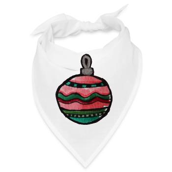 Bunte, gestreifte Weihnachtskugel - Bandana - Weiß - Vorne