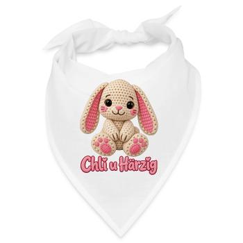 Häkelhase mit Herzchen - Bandana - Weiß - Vorne
