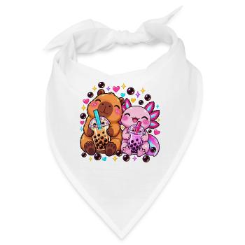 Axolotl Kostüm Boba Tea Süß Kawaii Kinder Mädchen - Bandana - Weiß - Vorne