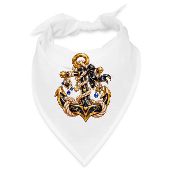 Goldener Anker mit Seil und Schmuck - Bandana - Weiß - Vorne