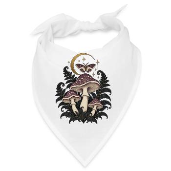 Nachtgarten mit Pilzen – Gothic Art - Bandana - Weiß - Vorne