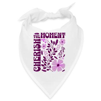 Cherish The Moment Blumen Floral Retro Geschenk    - Bandana - Weiß - Vorne