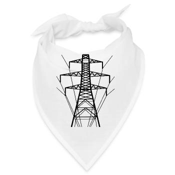 Strommast Weiße Silhouette - Bandana - Weiß - Vorne