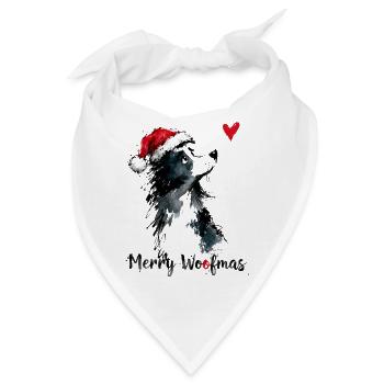 Border Collie Weihnachtsmütze Merry Woofmas Herz - Bandana - Weiß - Vorne