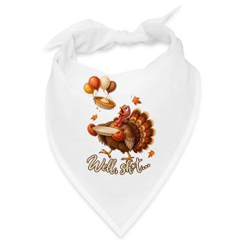 Thanksgiving Truthahn Kürbiskuchen Lustiger Spruch - Bandana - Weiß - Vorne