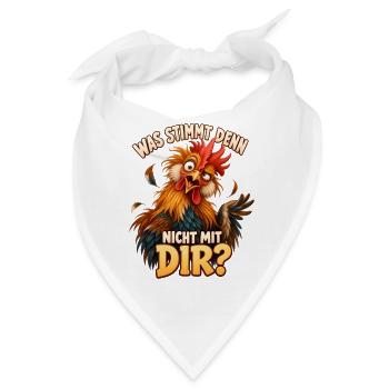 Lustiger Hahn Spruch – Sarkasmus und Hühnerhumor - Bandana - Weiß - Vorne