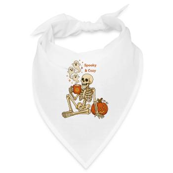 Gruseliger und gemütlicher Halloween-Skelettkaffee - Bandana - Weiß - Vorne