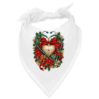 Weihnachts-Krankenschwester-Stethoskop-Herz - Bandana - Weiß - Vorne