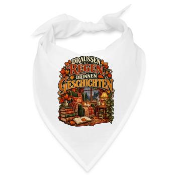 Draußen Regen, drinnen Geschichten - Bandana - Weiß - Vorne