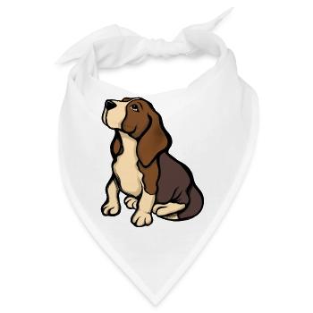 Beagle-Porträt in warmen Tönen - Bandana - Weiß - Vorne