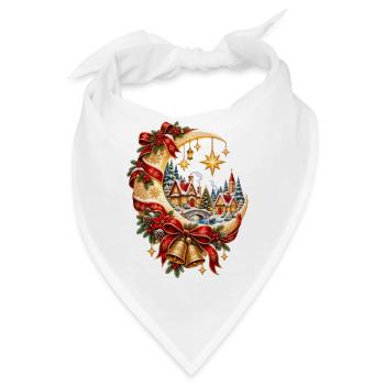 Weihnachtsmonddorf und Sterne - Bandana - Weiß - Vorne