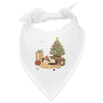 Gemütliche Weihnachtskatze mit Geschenken - Bandana - Weiß - Vorne