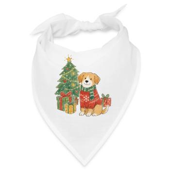 Weihnachtshund im Pullover - Bandana - Weiß - Vorne