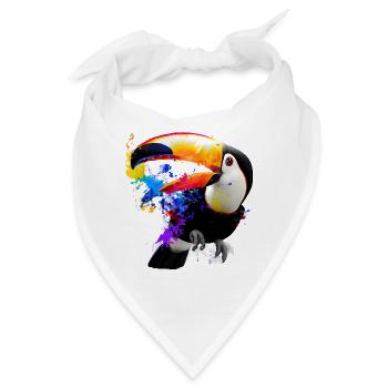 Farbige Toucan-Illustration - Bandana - Weiß - Vorne