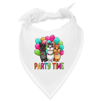 Party time süße Lamas bunte Luftballons Kinder - Bandana - Weiß - Vorne