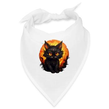 Halloween Kater - Bandana - Weiß - Vorne