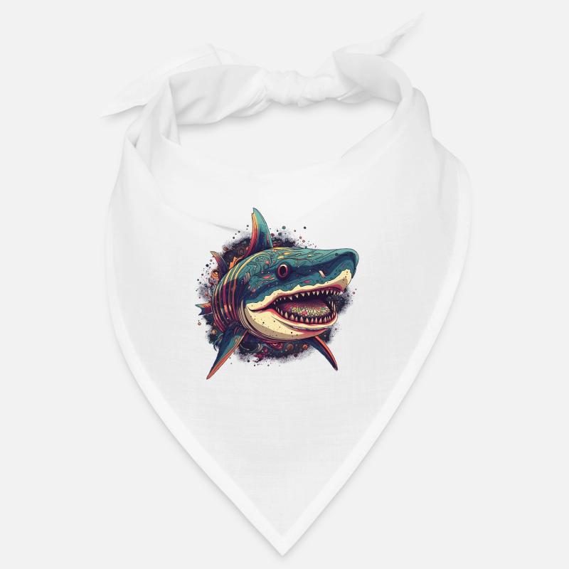 Cool trippy shark with boho patterns Bandana