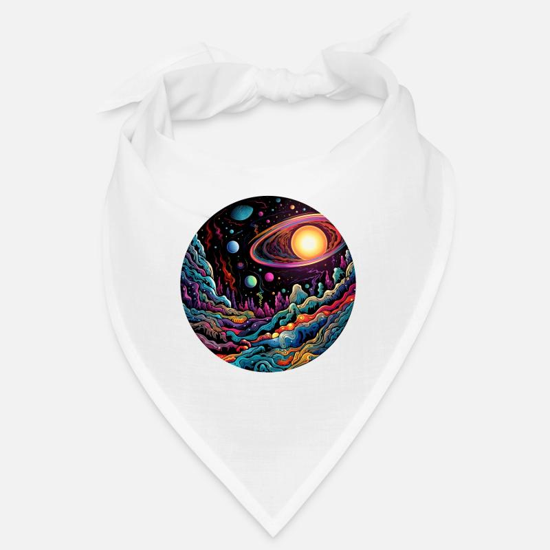 Surrealist space artwork with planets Bandana