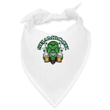 Shamrock & Kobold mit Bier in der Hand - Bandana - Weiß - Vorne
