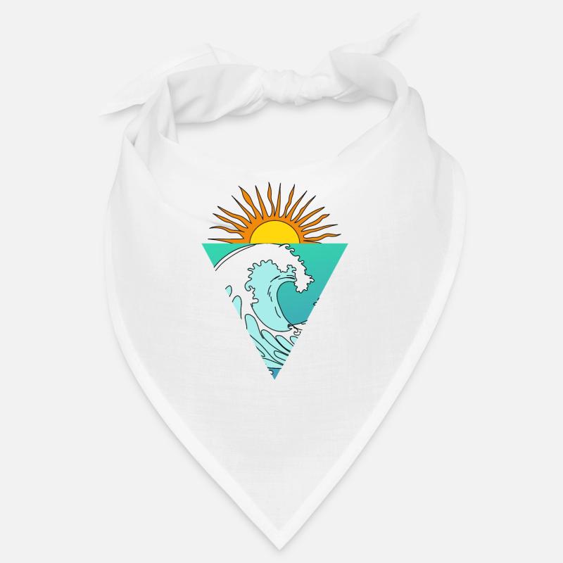 Wave Sun Sea Triangle Retro Logo Triangle Bandana